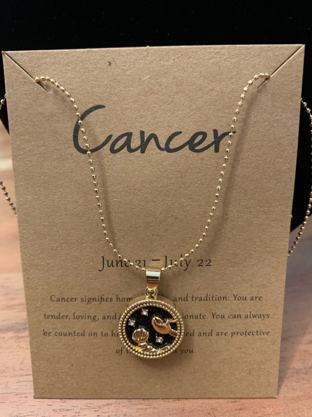 Gold Cancer Black Zodiac Pendant Necklace - Women's Jewelry